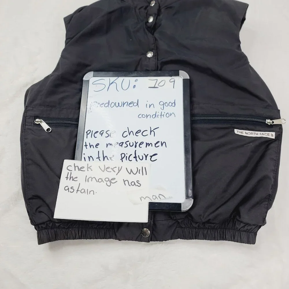 The North Face Men's‎ Black Sleeveless Dual Pocket Snap Fishing Puffer Vest Sz M